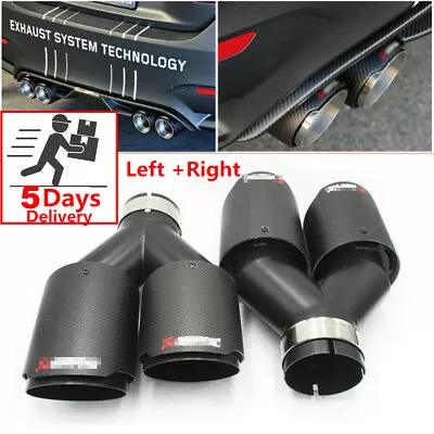 2Pcs Akrapovic Real Carbon Fiber Car Exhaust Tip Dual End Pipes ID:2.5  OD:3.5  • $184.99