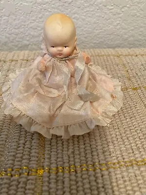 Bisque 3 1/2  Japan Doll With Pacifier Around Her Neck - Vintage • $31.50