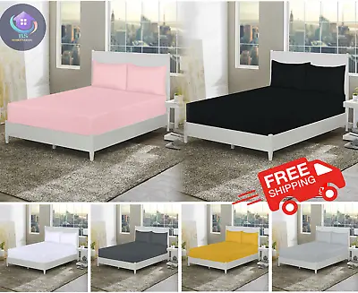 £8.80 • Buy 25 CM, 30CM, 40CM EXTRA DEEP Fitted Sheet Single Double Super King Size Sheets