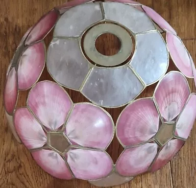Art Deco Vintage Large Capiz Shell Ceiling Light Shade Pink Petals Flower • £26.79