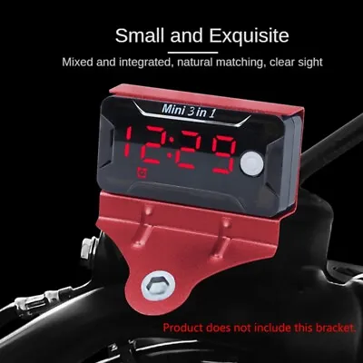 Digital Car Motorcycle Thermometer Voltmeter 3 In 1 Electronic Clock LED Watch • $8.38