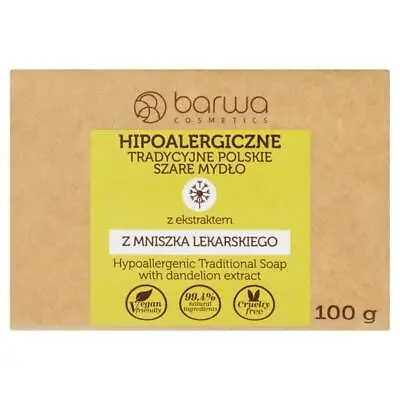 Barwa 100g Hypoallergenic Traditional Polish Gray Soap Dandelion Extract • £4.93