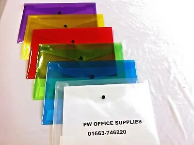Plastic Document Folders  Wallets Various A5a4a3 Sizes And Colour Stud Closing • £4.75