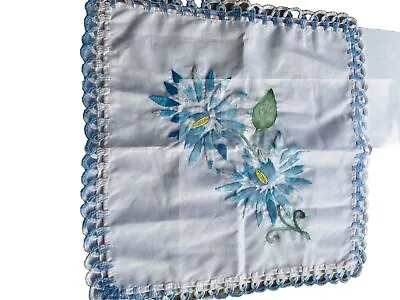 Tortilla Wrap Mexican Hand Embroidered Crochet Trim Napkin Servilleta Tea Towel • $15