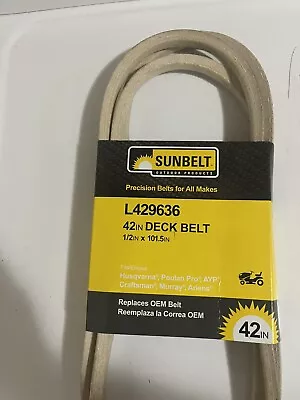 Sunbelt L429636 42  Deck Belt For Riding Mower/Tractors • $14