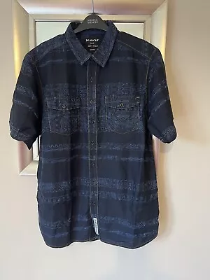 Mens Kavu GEOMETRIC DESIGN INDIAN COTTON BLEND  Shirt SHORT SLEEVE LGE EXC CON • £18.99