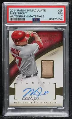 2014 Panini Immaculate Auto Bat Relic 17/49 Mike Trout #29 PSA 7 • $45
