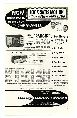 QST Ham Radio Magazine Print Ad For Henry Radio Stores VIKING RANGER (2/1955) • $11.14