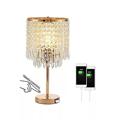 Popity Home Gold Crystal Table LampModern Crystal Lamp For BedroomGold Lamp Wi • $59.77