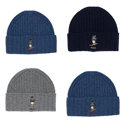 Polo Ralph Lauren Men's Ski Beanie Chunky Rib Skiing Bear Wool Blend Hat • $46