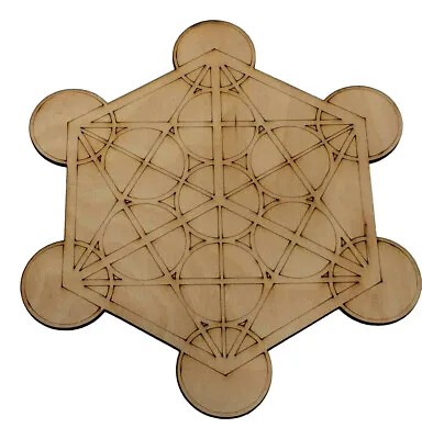 £10.99 • Buy Wooden Crystal Grid Plate Merkaba Metatron's Cube Sacred Geometry Healing Spirit