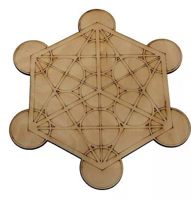 £10.99 • Buy Wooden Crystal Grid Plate Merkaba Metatron's Cube Sacred Geometry Healing Spirit