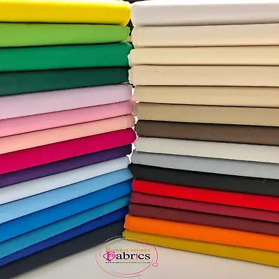 Plain 100% Cotton Fabric Material Fat Quarters Quilting Metre 30 Colours 60 Inch • £0.99