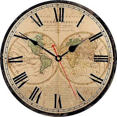 £30.14 • Buy TAHEAT World Map Wall Clock, Large Classic Wooden Clocks, Silent Non Ticking Ea