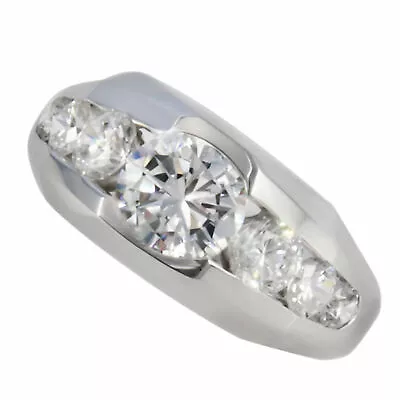 Diamond Ring Solitaire With Accent Wedding Band 925 Silver Mens Simulated 4 Ct • $65.69