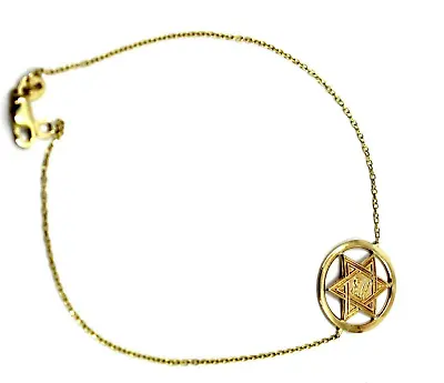 RCI 14k Solid Gold Dainty Star Of David Zion Chain Bracelet Judaica 7.5 Inch • $178.99