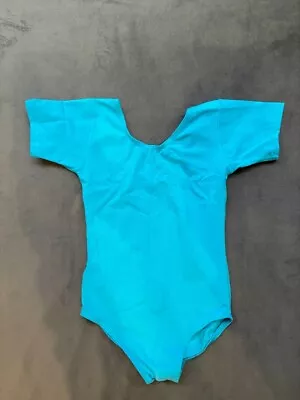 £3.50 • Buy Aqua Short Sleeve Plain Front Cotton Leotard