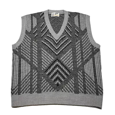 Vintage London Fog Sweater Vest Mens XL Gray Argyle Pullover Wool Blend USA Made • $24.99
