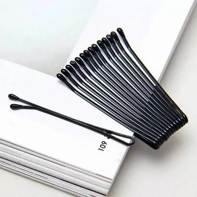 100PC BLACK MEDIUM SIZE HAIR STYLING GRIPS BOBBY PINS SALON SLIDES CLIPS 4.5cm • £3.49