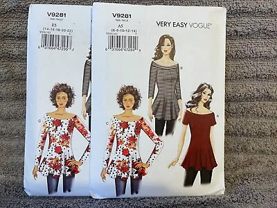 Vogue Pattern V9281 Ms EASY Off Shoulder Top W/Princess Seams & Sleeve Options • $3.75