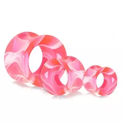 PAIR-Marble Mango UV Acrylic Double Flare Ear Tunnels 04mm/6 Gauge Body Jewelry • $7.49