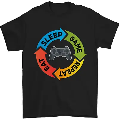 Gaming Eat Sleep Game Repeat Gamer Mens T-Shirt 100% Cotton • £8.49