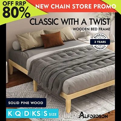 $119.79 • Buy ALFORDSON Bed Frame Queen Double King Single Size Wooden Mattress Base Pramod