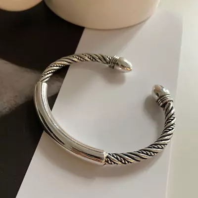 925 Sterling Silver Handmade Elegant Beautiful Simple Open Cuff Bracelet Bangle • $11.99