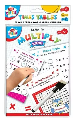 WS - Kids Create Educational Learn To Multiply Times Tables 20pg Wipe Clean Book • £0.99