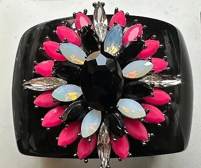 Spectacular French Vintage CHRISTIAN LACROIX Bracelet - Black Bakelite Crystals • $489.30