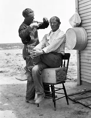 1912 Home Barber Shop Idaho Old Historic Vintage Photo 8.5  X 11  Reprint • $13