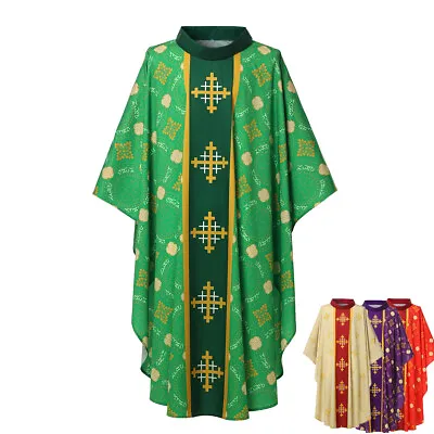 Medieval Men's Christian Robe Cross Printed Religious Robe Gilded Monk Clothing • $29.99