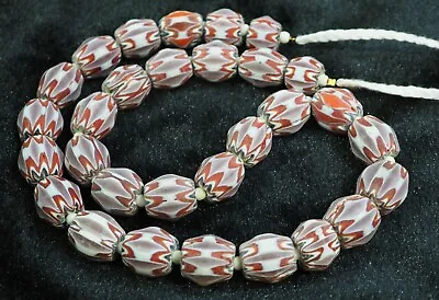 Antique Chevron Venetian Glass Purple Red Trade Beads African Ghana Necklace  • $45