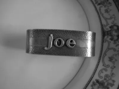 'joe' Monogrammed Sterling Silver Oval Napkin Ring - Hand Hammered Arts & Crafts • $49.95