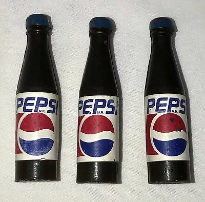 3  PEPSI COLA GLASS BOTTLE MINIATURE ADVERTISING VINTAGE SODA Magnet Lot Of 3 • $15.95