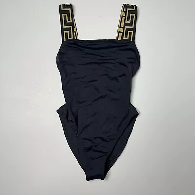 $350 Versace Women's Greca Border One-Piece Swimsuit Black Size 2 / US XS - NWOT • $250