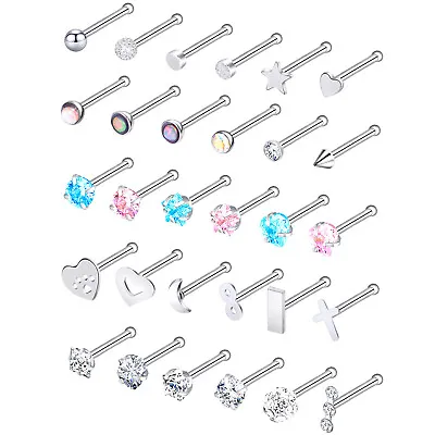 $11.59 • Buy 30PCS 20G CZ Nose Ring Bone Studs 316L Stainless Steel Pin Body Piercing Jewelry