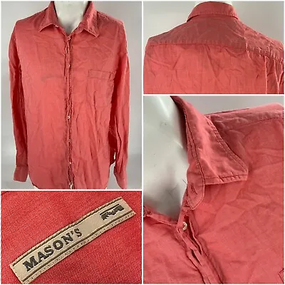Mason’s EMS Long Sleeve Button Shirt XL Salmon Pink Cotton Italy YGI B3-75 • $39.99