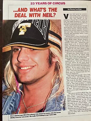 Vince Neil Motley Crue Full Page Vintage Clipping • $3.99