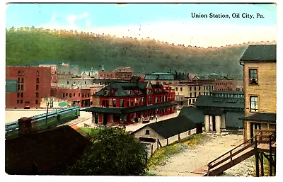 Postcard Union Railroad Train Station In Oil City PA • $11.57