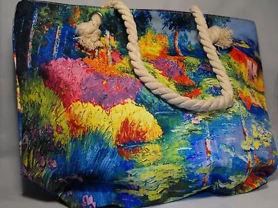 £10.99 • Buy Tote Bag Beach Bag Multi Colour Designer Holiday Festival Impressionist Art Bag