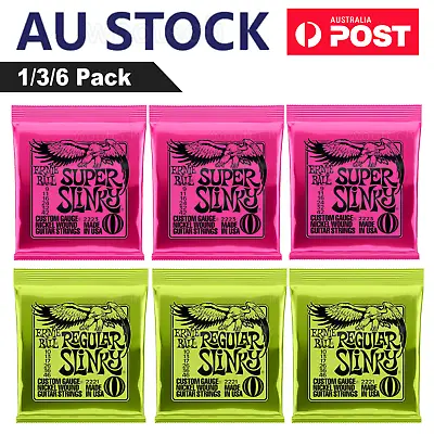 1/3/6 Pack Ernie Ball Electric Guitar Strings Slinky 2221 (10-46) 2223 (9-42) • $12.88