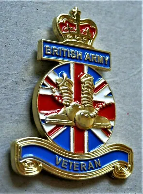 BRITISH ARMY 3d VETERAN ENAMEL MILITARY PIN BADGE UK VETERAN UNION JACK FLAG • £5.99