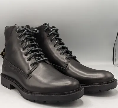 BNIB Mens Clarks CRAFTDALE 2 HI GTX Black Leather Gore Tex Boots Size UK 8 • £59.99