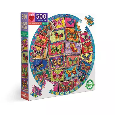 EeBoo Vintage Butterflies Round Puzzle | 500 Pieces | Sustainable | Fast Dispatc • $59.95