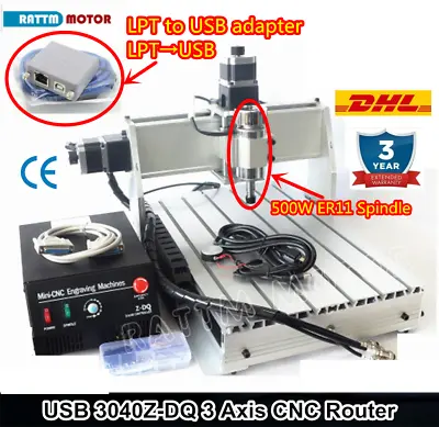 〖DE〗3 Axis 3040Z-DQ 500W ER11 Milling Machine Mach 3 USB CNC Router Engraving • £610