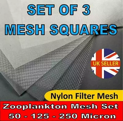 Zooplankton Micron Mesh 50 125 250 Set Of 3 Sieves Copepod Brine Shrimp Rotifers • £23.99