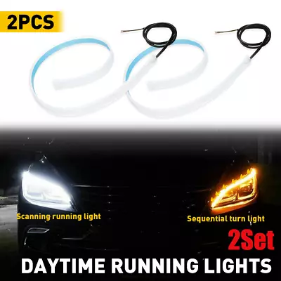 4x 60CM Slim Amber Sequential Flexible LED DRL Turn Signal Strip Car Motorcycle • $23.61