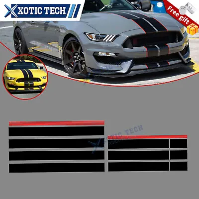 Black Red Graphics Racing Stripe Hood Roof Trunk Decal Stickers For Ford Mustang • $36.99