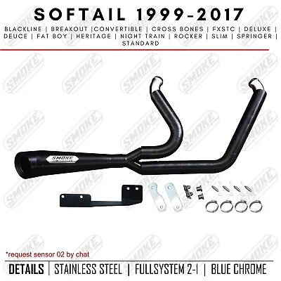 Exhaust Custom 2-Into-1 Fits For Harley Davidson 1999-2017 Softail Full System • $420
